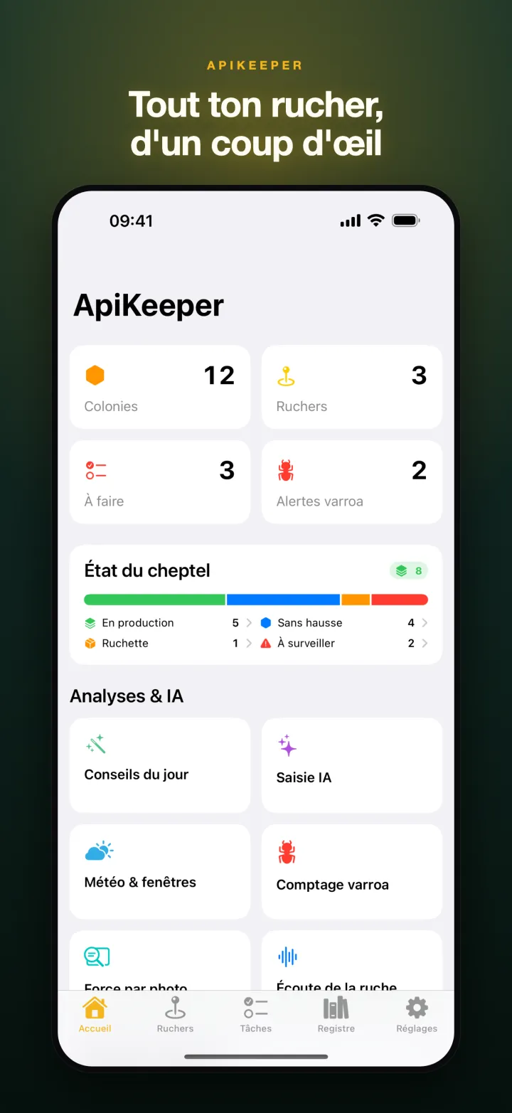 ApiKeeper — Carnet de rucher & ruches